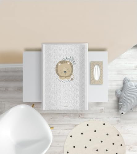 Baby Wickelauflage mit Verstärkung 70 x 47 cm Löwenjunges - Wickelplatte für Babybett - Wickelaufsatz und Bettumrandung - Changing Mat Zubehör