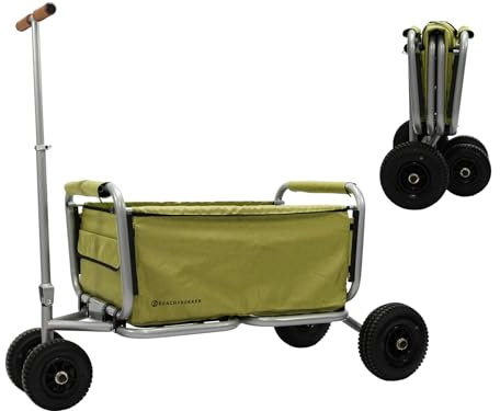 Beachtrekker Life Faltbarer Bollerwagen + Feststellbremse, klappbarer Handwagen (Luftreifen, Oliv)