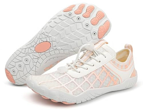 AONEGOLD Water Shoes Mens Women Barefoot Quick Dry Aqua Yoga Lightweight Breathable Snorkeling Surfing Beach Fitness Shoes(White,Size 3.5)