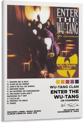 MYLHMPPJH Wu-Tang Clan-Enter The Wy-Tang Poster, Hit-Musikalbum-Cover-Poster, Wandkunst, Leinwanddruck für Schlafzimmerdekoration, 60 x 90 cm, Rahmenstil