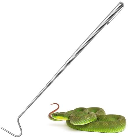JinliangGuo One Piece Metal Snake Hook Rustproof Snake Catching Tools Outdoor Reptile Steel Telescoping Snake Catcher for Reptile Catching Controlling