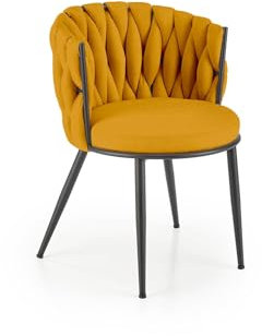 Design Esszimmerstuhl STH-666 Stuhl Stühle Flechtstuhl gewebt, Farbe:Curry