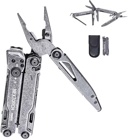 NEXTORCH Pioneer Multi Tool with 14-in-1 Functions, Pocket Multi-Tool 60mm Pliers with Rope Cutter, Can Opener, Screwdriver for Outdoor Camping EDC Multitool Knife, Survival Equipment Multitool MT20