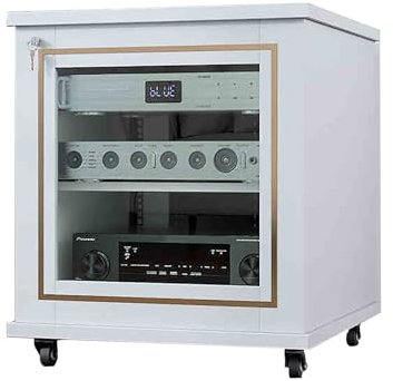 ZGNMK HiFi Rack Plattenspieler Tisch Router Schrank schallplatten Regal, schallplattenregal Record Player Stand Shelf Rack, Audio Rack Gaming Regal phonoschrank Tisch für Audio Rack Schränke(Wit)