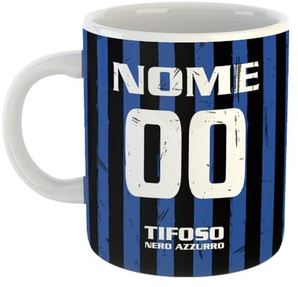 Tazza Tifoso Calcio Serie A Tifoso Atalanta Personalizzata con nome e numero Misura 23x11 in Ceramica Sublimatica
