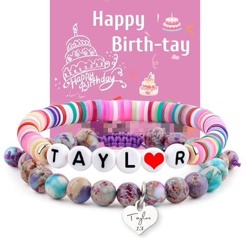 Yibarler Einschulung Geschenk Konzert Armbänder Exchange Inspired Freundschaftsarmbänder Set, Album Themed Armbänder für Singer Tour Concer, Tour Zubehör Namensschild Armband TS Fans (Violett)