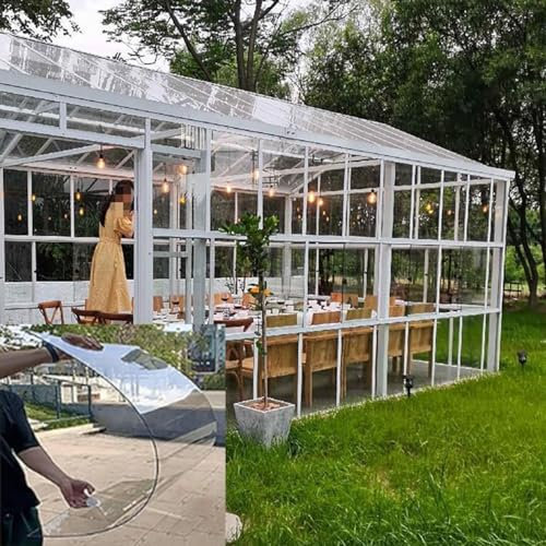Polycarbonate Panel Greenhouse Roofing Sheets,1mm Clear Acrylic Plastic Sheet,Roof Cladding,Strong And Not Easily Deformed,UV Protection Rainproof Outdoor Awning Covers,Glass Replacement(Transparent,2