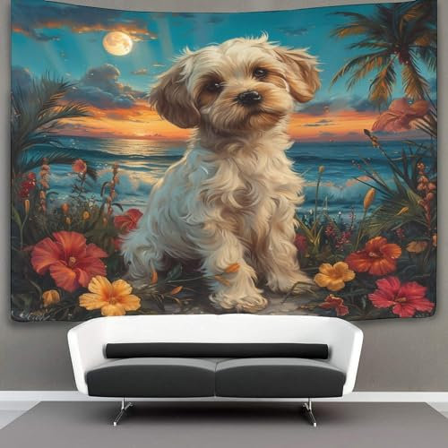DCABEIOOE 3D Druck Havana Dog Wandteppiche Poster Ornament Wandbehang Wandteppich Wanddeko Wandbehang Für Schlafzimmer, Wohnzimmer, Wohnheim,Tapisserie 180cmx230cm