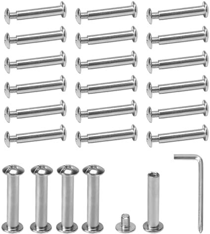 KINDPMA 60Sets M3 Cupboard Joining Bolts 25mm Connecting Screws Cabinet Connectors Furniture Connector Bolts Furniture Screws for Wardrobe Bookcases Shelves