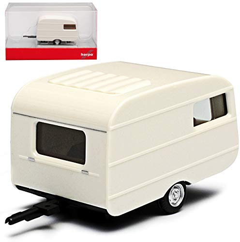 QEK Junior Wohnwagen Anhänger Weiss DDR 1974-1990 H0 1/87 Herpa Modell Auto