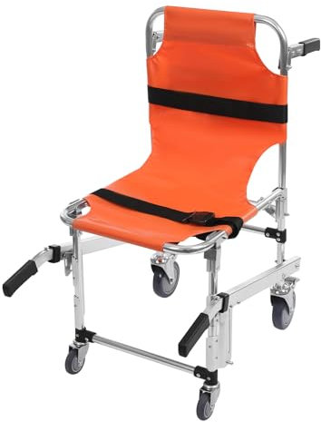 Faltbarer Notfall-Treppenstuhl, Treppensteig-Rollstuhl, faltbarer Transport-Treppenstuhl für Heimen, Schulen, Krankenhäusern, Pflegeheimen, Feuerwehren (Orange)
