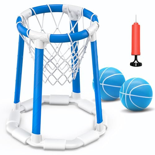CHMYWJ Panier Basket Piscine, Jeux Piscine Enfant, Jeux de Piscine Jouets avec 2 Ballons de Basket, Panier de Basket Flottant pour Piscine, Enfants et Adultes, Intérieur et Extérieur