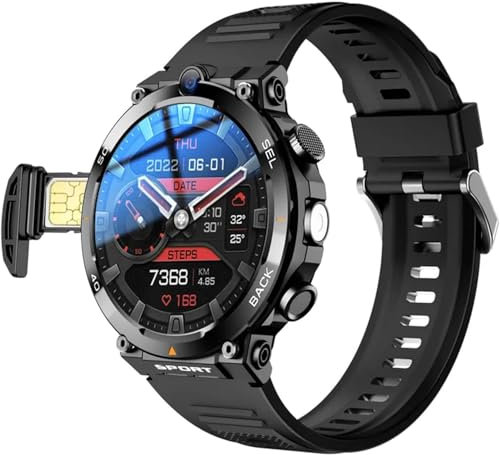 Smartwatch da uomo con scheda SIM 4G, schermo rotondo da 1,39, per rispondere/effettuare chiamate, doppia fotocamera, funzione NFC, impermeabile IP67, ottimo regalo per gli uomini