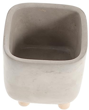 BESPORTBLE 1 Pièce Pot De Fleur Carré en Ciment Corbeille Planteur Creux Plantes Baril Usine Terre Cuite Grands Pots De Plantes D'intérieur Jardinières en Cube d'argile Seul Light Grey Ciment