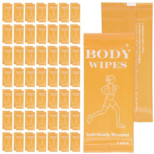 Bgtecho Lot de 200 lingettes corporelles emballées individuellement, lingettes de douche pour adultes, sans rinçage, lingettes nettoyantes en vrac, taille voyage pour voyage, gym, camping, sports de