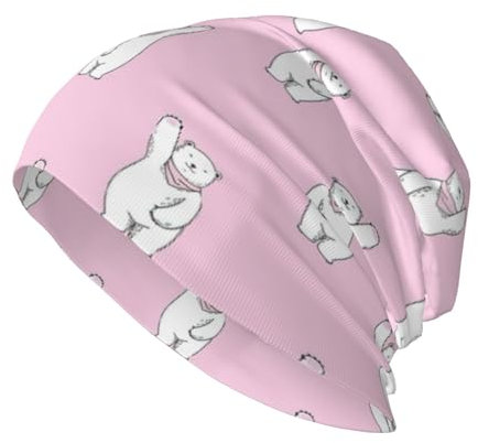 Jkkghll Strickmütze mit Eisbär-Motiv, für Erwachsene, stilvolle und warme Beanie-Mütze für Männer und Frauen, Outdoor-Aktivitäten