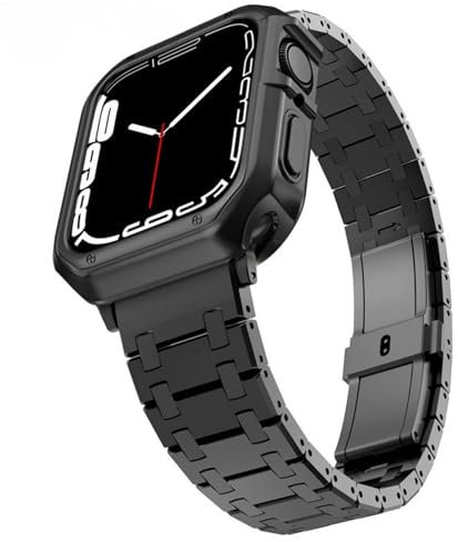 Quirxio Correa de acero inoxidable para Apple Watch Ultra band 49mm 38/40/41mm 42/44/45mm S10 42MM 46MM pulsera para s 10 9 8 7 Se 6 5 4 Se(Black and case,40mm)