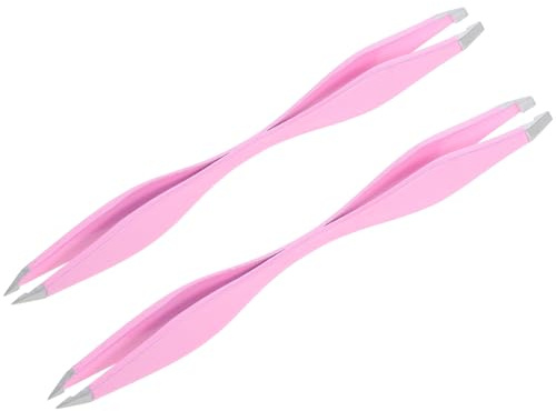 Ciieeo Pinces à Épiler avec Pointe Biseautée et Pointue en Acier Inoxydable Lot de 2 Double Tête Compactes et Adaptées la Maison Voyages