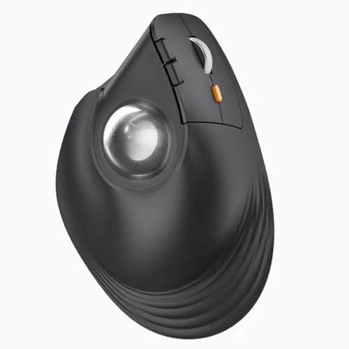 GRwzuPUEG Kabellose Trackball-Maus, wiederaufladbar, ergonomische vertikale Rollerball-Maus, kompatibel mit Computer(Black)