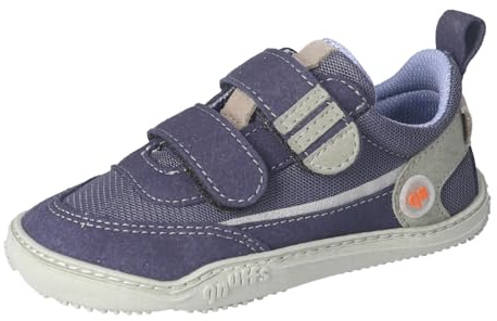 RICOSTA Qnuffs Barfußschuhe Erle, Sneaker, Kinderschuh, Unisex, Klettverschluss, Naturkautschuk, Mädchen, Junge, Klatthalbschuhe, waschbar, blau, Weite M, Gr.25