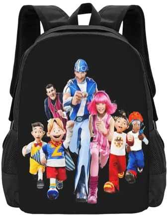ASDCTYTKO Lazytown Cast Schultaschen Reise-Laptop Rucksack Lazytown Lazytown Lazy Town Sportacus Starker Mann Fitness Gesundes Pixel Stephanie Eat Festivalgeschenk