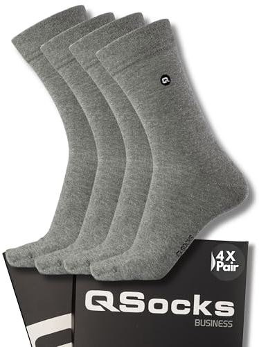 Business Socken Herren 4-er Pack – Anzugsocken ohne Naht mit Komfortbund, Klassische Herrensocken 39-42 & 43-46, Hochwertige Strümpfe für Anzug & Büro, Baumwollmix, Schwarz Navy Grau Beige Braun