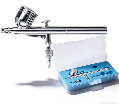 AILHOMEWELL Airbrush-Set, Dual-Action-Luftbürste, 0,3 mm Düse, kostengünstiges Airbrush-Set für Modell, Tattoo, Make-up, Kuchen, Nagelkunst, Miniaturen, Maldekoration