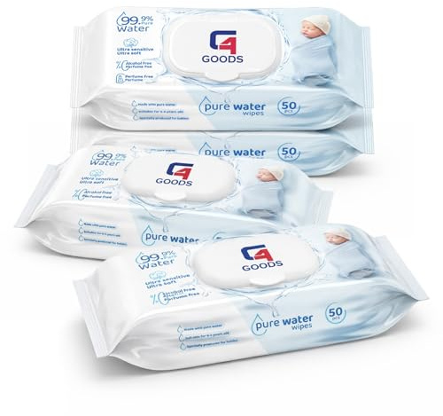 Water Baby Wipes (200 Counts - 4 Packs), made with 99% water and gentle for effective cleaning on delicate baby skin Sensitive Cleans Cares Protects Unscented