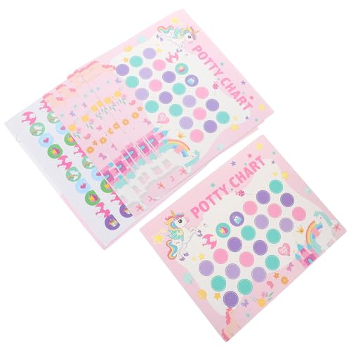 CHILDWEET 1ensemble Tableau Apprentissage Toilette avec Stickers Réutilisables pour Garçon Fille Garçon Fille Motif Licorne pour Routine Propreté Pipi Caca Matériaux Doux et Sécurisés