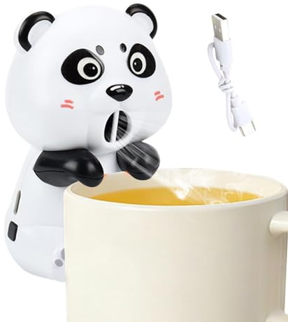Kaffee-Ventilator – 3 Geschwindigkeiten, niedlicher Panda, tragbares Gadget, Milchkühlventilator, für Reisen, Camping, Outdoor, Sommer, Schreibtisch, Büro, Alltag, Restaurant, Festival