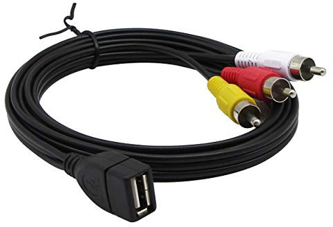 CERRXIAN Cable USB a 3RCA, USB 2.0 A hembra a 3 RCA macho Jack Audio Video AV Compuesto Cable para TV/Mac/PC (1.5M)