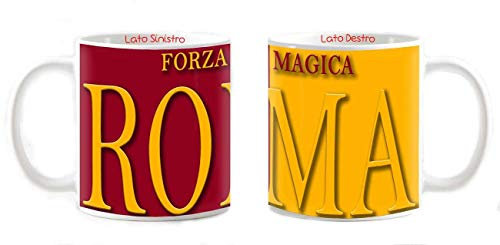 csm informatica Tazza Mug gadget compatibile per tifoso giallorosso Magica Serie Forza giallorossi Adatta a Roma nel cuore personalizzabile