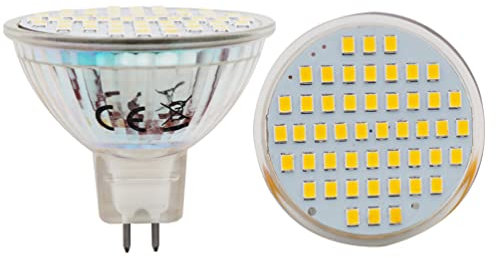 AILEMING MR16 G5.3 48SMD 3528 Chip LED Light Bulb 3W High Bright Energy Saving Cabinet Household Lights Bulbs AC 12V DC 12-24V Warm White Pack of 2