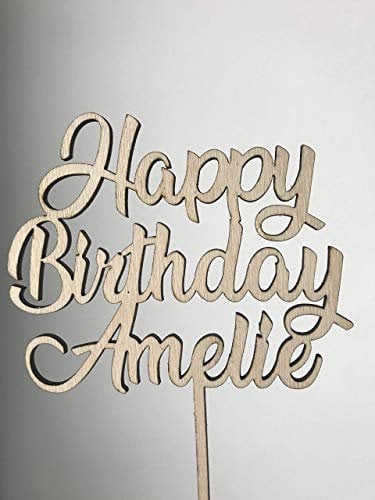 Happy birthday mit Name Cake topper Holz Names Tortengirlande Tortenaufsatz Personalisiert kuchendeko geburtstag, Handmade von frilly designs