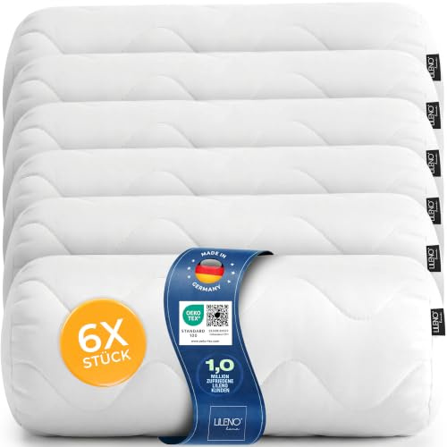 LILENO HOME Nackenrolle 15x40 (6er Set) – 95 °C waschbar, Ökotex 100 | Made in Germany, Allergiker Kissenrolle für optimale Entspannung – Nackenrollen Kissen für Rücken & Nacken