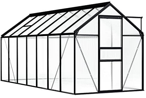 vidaXL Gewächshaus UV-beständig Garten Treibhaus Tomatenhaus Frühbeet Pflanzenhaus Anthrazit Aluminium Polycarbonat 8,17m² 190x430x125/195cm