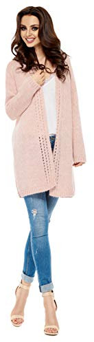 Lemoniade Gilet Long Femme Hiver en Maille, Mod. 1 Rose, Taille Unique