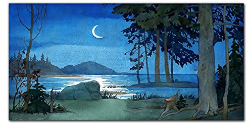 Coloray Image Sur Toile Impression 140x70cm Photo Image D'intérieur Décoration Murale Tableau - Peinture forêt marine nuit