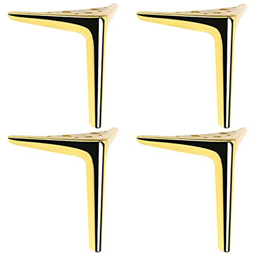 LOVEM Beine Gold, Möbelfüße Metall Möbelfüsse Dreieck Schrankfüße Schwere Sofa Füße TV Bank Füße Sideboard Füße Couchtischbeine Tischfüße DIY Metall Möbelbeine mit Schrauben,4 Stück (25cm,Gold)