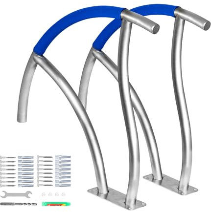 VEVOR Pool Haltegriff Edelstahl 76,2x 76,2cm Schwimmbad-Handlauf mit 50cm Nylon-Bezug Griffbogen 170kg Tragfähigkeit Einstiegshilfe Kurven-Design Geeignet für Schwimmbäder Spas Wasserparks usw.