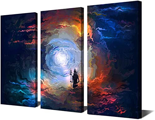 Shiva-Wandkunst, Lord Shiva-Bilder, Leinwand-Wanddekoration, Hinduismus, Shaivismus, Gemälde, Wohnzimmer, Schlafzimmer, Dekorationen, Kunstposter mit Rahmen, fertig zum Aufhängen, 121,9 cm B x 81,3 cm