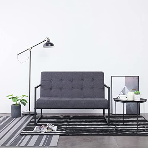 MOONAIRY 2-Sitzer-Sofa mit Armlehnen, Bodensofa, Chaiselongue, Kleines Sofa, Couch, Cauchsofa, Relaxsofa, Sofas & Couches, Wohnzimmer Sofa, für Jugendzimmer, Dunkelgrau Stahl und Stoff