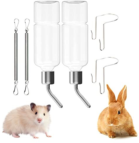 Cutefly K3196L Distributeur d'eau à Suspendre en Plastique pour Lapin, Transparent, Lot de 2