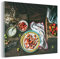 MuchoWow Glasbild Glasfoto Wandbild Bilder Deko 40x30 cm Erdbeere - Rustikal - Obst - Rustikale Blumen