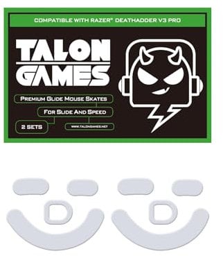 2Sets TALONGAMES Rounded Curved Edges Mouse Feet Skates Compatible with Razer DeathAdder V3 Pro Gaming Mouse Feet Replacement, Pure PTFE Super Smooth
