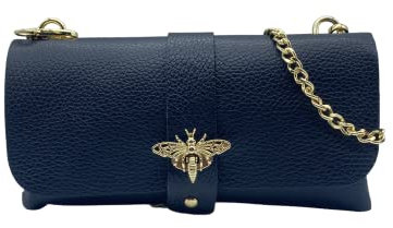 RAVENSUITCASE Sac à bandoulière Mini sac en Cuir Véritable Dollar avec Fermeture Imà, Chaîne en Métal Extraible Made In Italy Vera Pelle, Noir