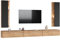 Planetmöbel TV Wohnwand Wohnzimmer 3X 100 cm Gold Eiche, mit 2X 40cm Seitenschränken Gold Eiche/Anthrazit