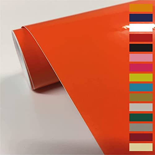vgoltd Film autocollant en vinyle brillant pour meubles et armoires - Autocollant de couleur unie à décoller et à coller - Orange - Rouleau de 1 m x 305 mm