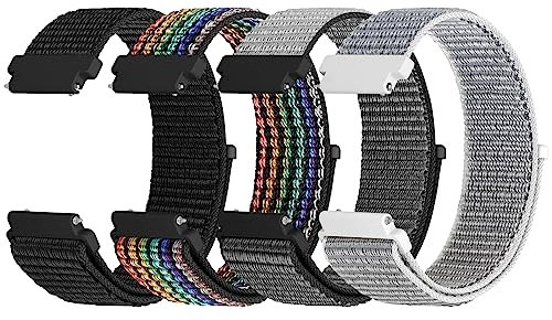 Tiptops 20mm 22mm Nylon Armband mit Schnellverschluss Kompatibel mit Samsung Galaxy Watch/Huawei Watch/Amazfit/Garmin/Fossil, 20mm 22mm Armbänder Herren Damen