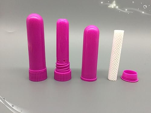 DHAEY 10–300 Sets Bunte Kunststoff-Naseninhalatoren, Nachfüllstäbchen mit Ersatz-Baumwolldochten für ätherisches Öl, 90 Sets, Magenta